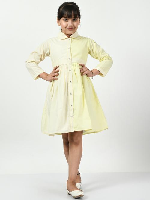 yellow striped detailed frock - 20859325 - Very Small Image - 1