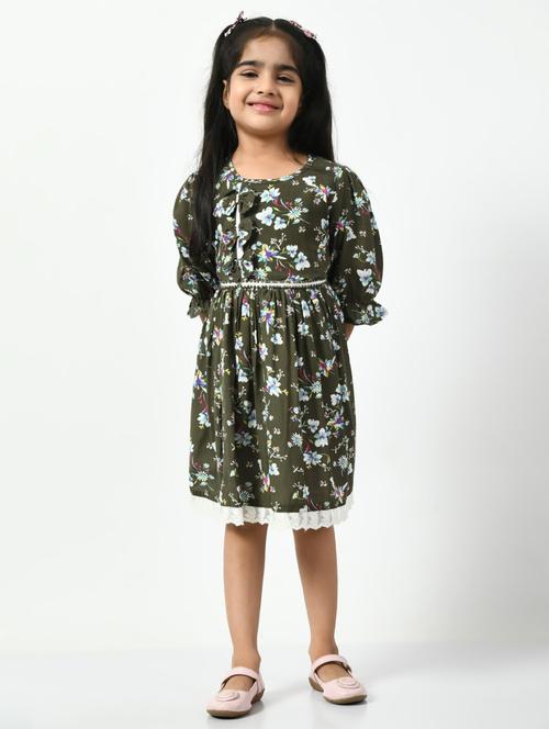 girls floral print cotton frock - 20859329 - Very Small Image - 1