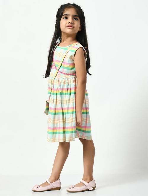 multi coloured checked printed detailed frock - 20859335 - Very Small Image - 1