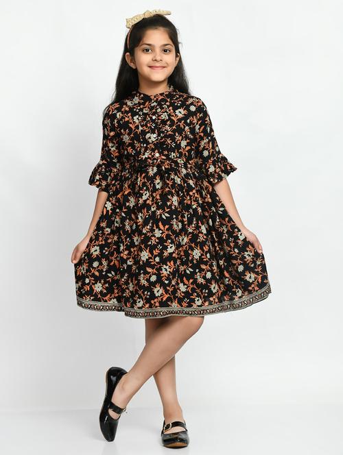 girls floral print cotton frock - 20859407 - Very Small Image - 1