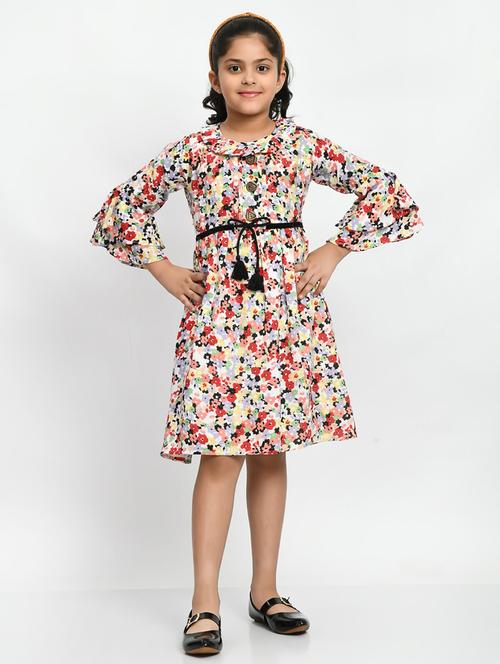 multi coloured floral printed detailed frock - 20859421 - Very Small Image - 1