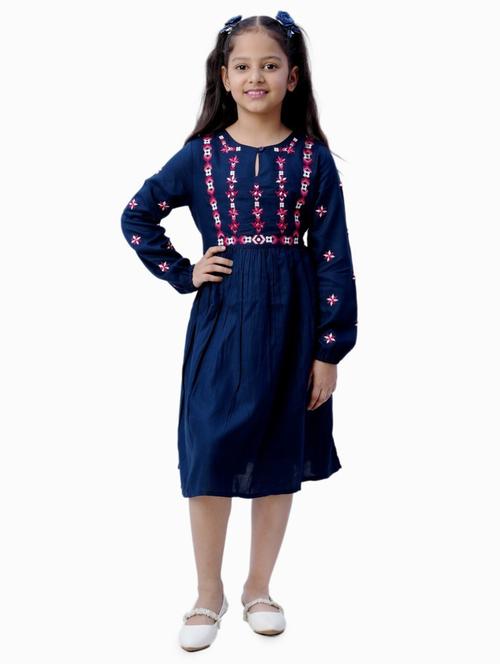 girls embroidered cotton frock - 20859444 - Very Small Image - 1
