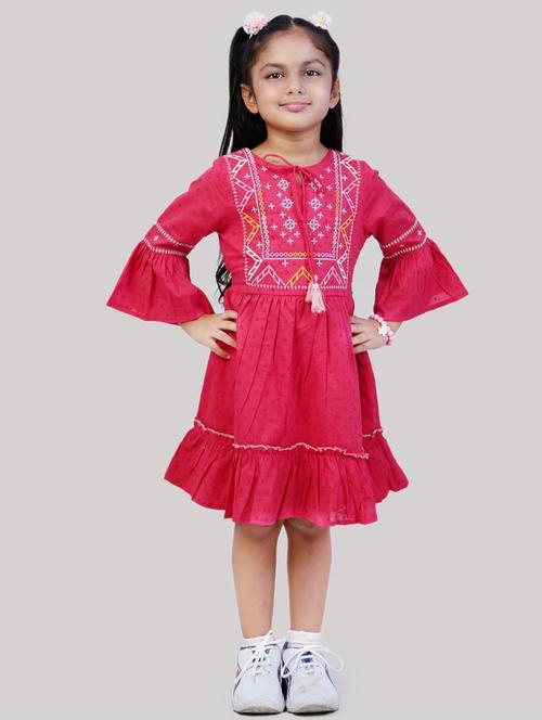 pink tie up neck frock - 20859453 - Very Small Image - 1