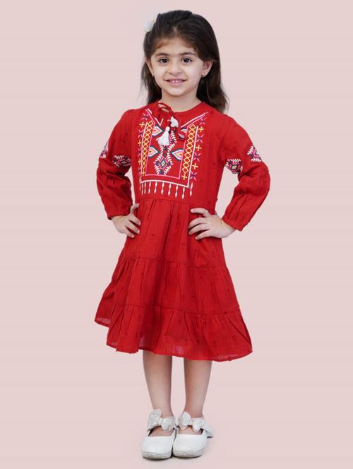 red embroidered detailed frock - 20859499 - Very Small Image - 1