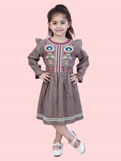girls embroidered cotton frock - 20859512 - Very Small Image - 1