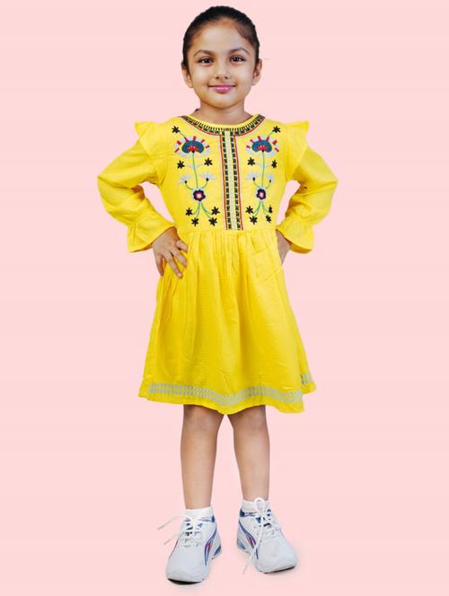 girls embroidered cotton frock - 20859516 - Very Small Image - 1
