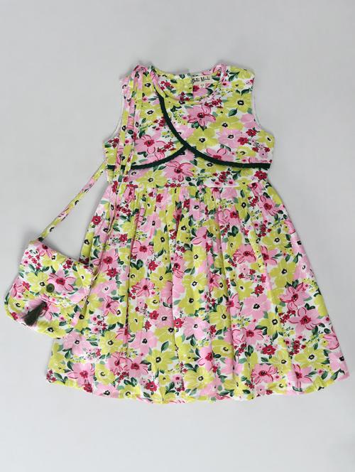 girls floral print cotton frock - 20859540 - Very Small Image - 1