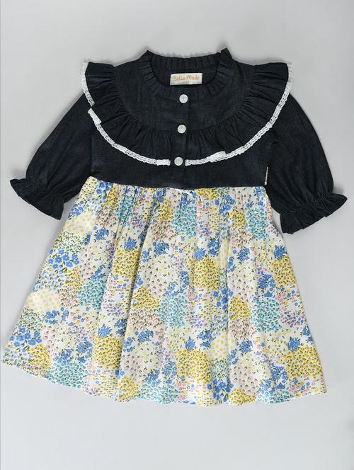 dark grey floral printed detailed frock - 20859555 - Very Small Image - 1