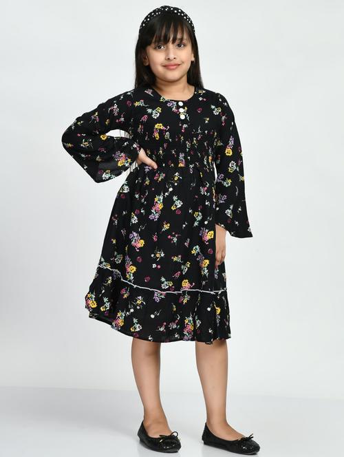 girls floral print cotton frock - 20859599 - Very Small Image - 1