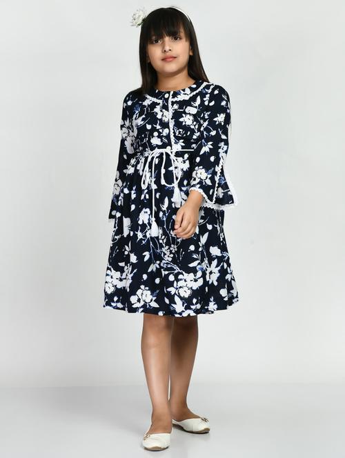 girls floral print cotton frock - 20859605 - Very Small Image - 1