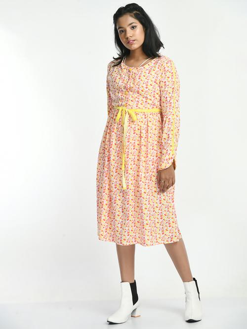 girls floral printed cotton frock - 20859755 - Very Small Image - 1