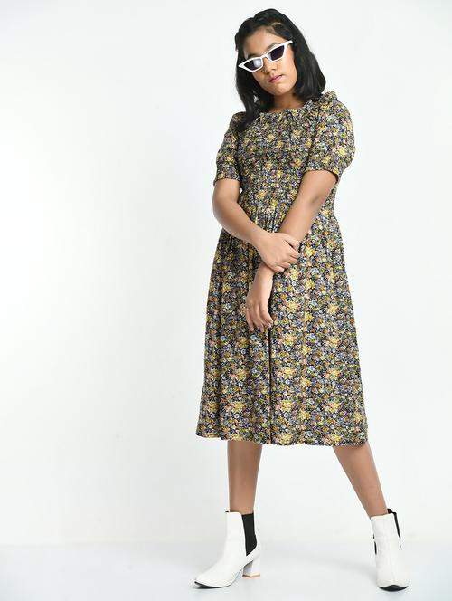girls floral printed cotton frock - 20859773 - Very Small Image - 1