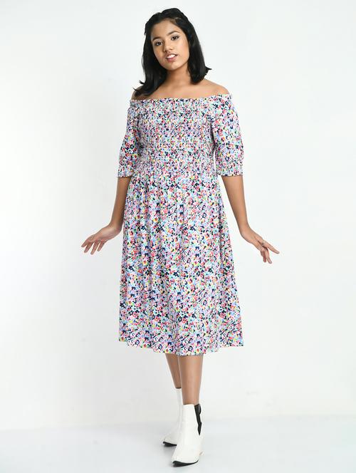 girls floral printed cotton frock - 20859775 - Very Small Image - 1