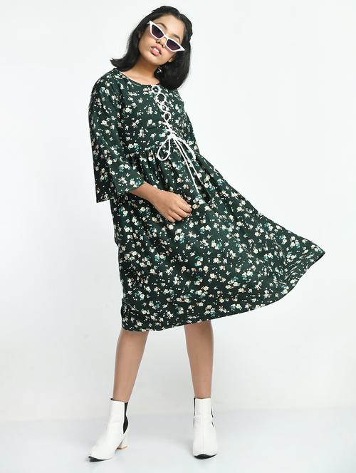 girls floral printed cotton frock - 20859796 - Very Small Image - 1