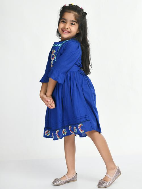 blue embroidered detailed frock - 20859800 - Very Small Image - 1