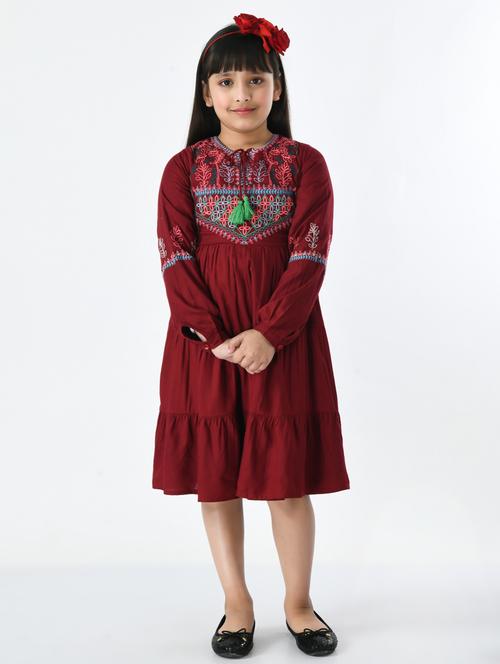 girls embroidered cotton frock - 20859814 - Very Small Image - 1