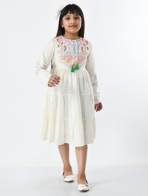 girls embroidered cotton frock - 20859819 - Very Small Image - 1
