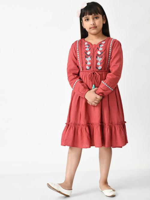 girls embroidered cotton frock - 20859835 - Very Small Image - 1