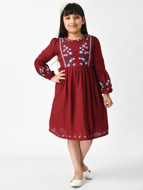 girls embroidered cotton frock - 20859857 - Very Small Image - 1