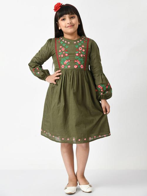 green embroidered detailed frock - 20859859 - Very Small Image - 1