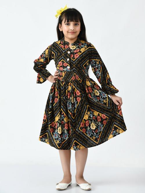 girls floral printed cotton frock - 20859893 - Very Small Image - 1
