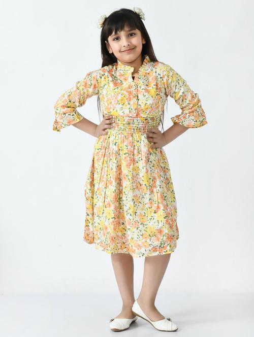 girls floral printed cotton frock - 20859894 - Very Small Image - 1