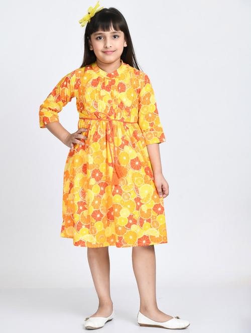 yellow printed detailed frock - 20859950 - Very Small Image - 1