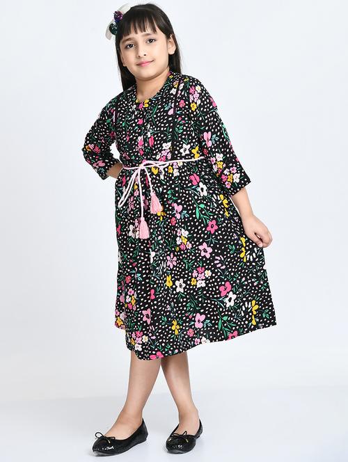 girls floral print cotton frock - 20859954 - Very Small Image - 1