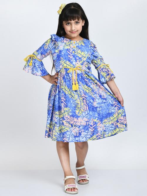 light blue printed detailed frock - 20859976 - Very Small Image - 1