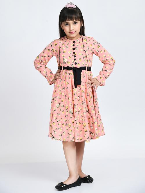 girls floral printed cotton frock - 20859981 - Very Small Image - 1