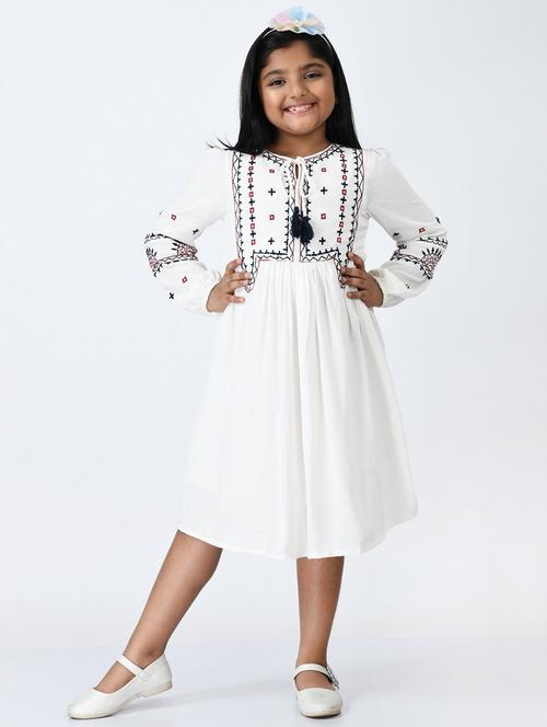 girls embroidered cotton frock - 20860015 - Very Small Image - 1
