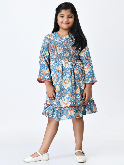 girls floral print cotton frock - 20860029 - Very Small Image - 1