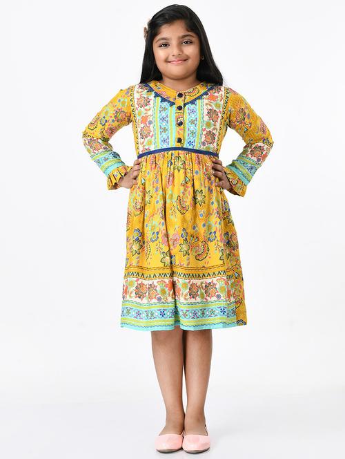 girls floral printed cotton frock - 20860034 - Very Small Image - 1