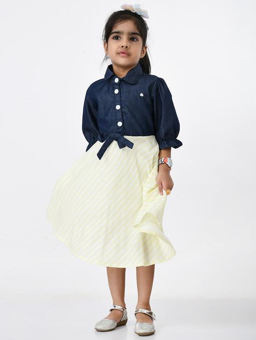 yellow cotton blend frock - 20860060 - Very Small Image - 1