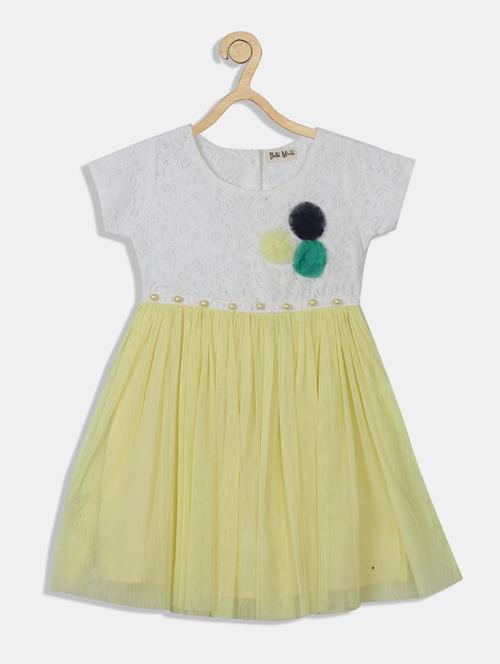 yellow cotton blend frock - 20860098 - Very Small Image - 1