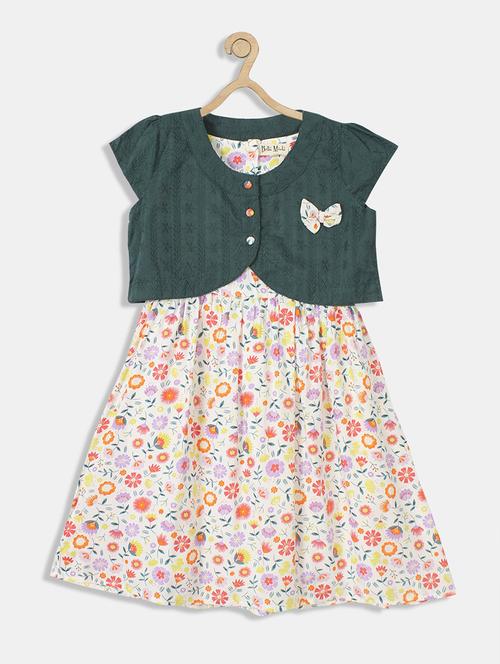 girls floral printed cotton frock - 20860114 - Very Small Image - 1