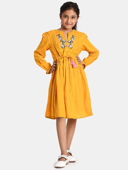 girls embroidered cotton frock - 20860119 - Very Small Image - 1