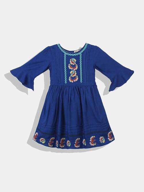 blue cotton blend frock - 20860144 - Very Small Image - 1
