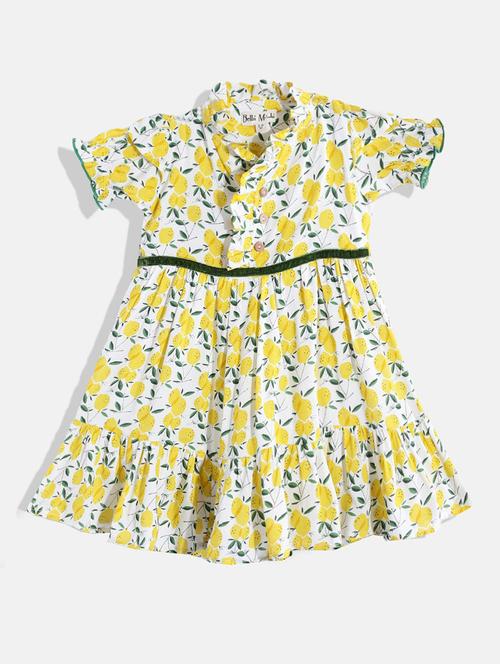 white printed detailed frock - 20860198 - Very Small Image - 1