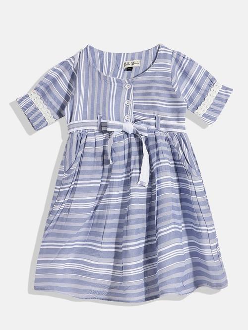 light blue striped detailed frock - 20860202 - Very Small Image - 1