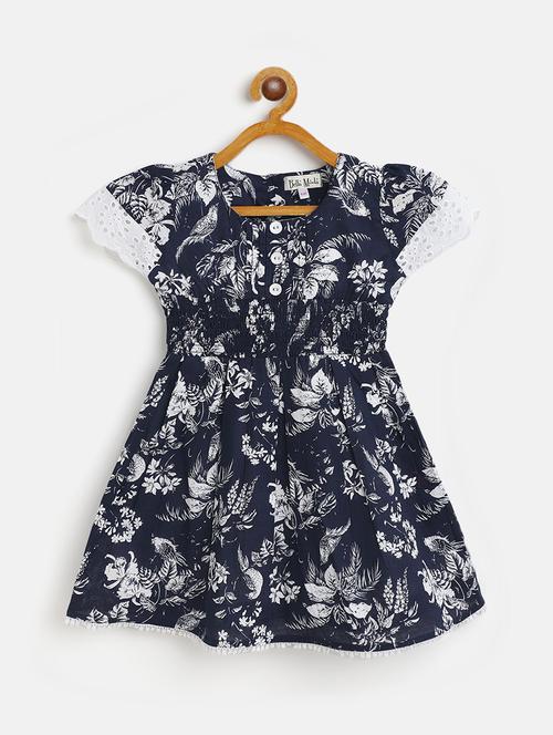 navy blue cotton blend frock - 20860260 - Very Small Image - 1
