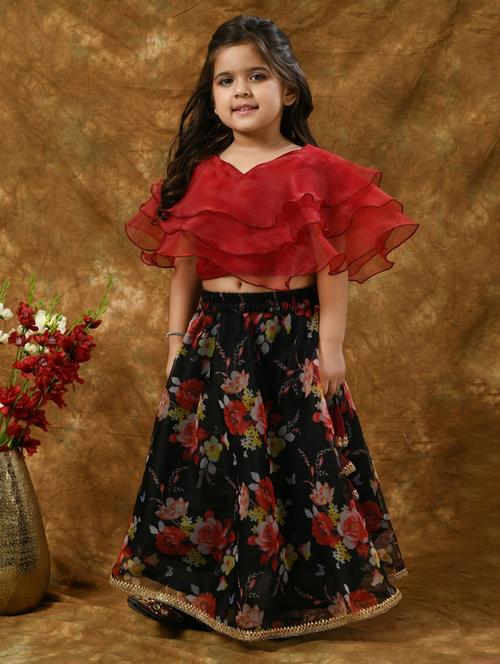 red satin skirt top twin sets - 20860384 - Very Small Image - 1