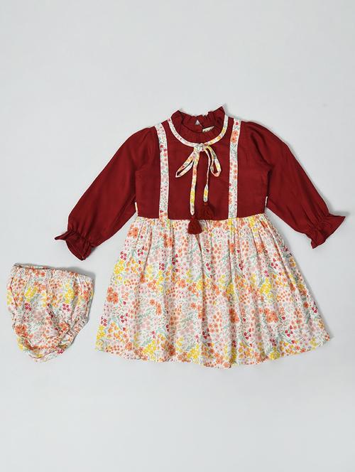 red cotton blend frock - 20860422 - Very Small Image - 1