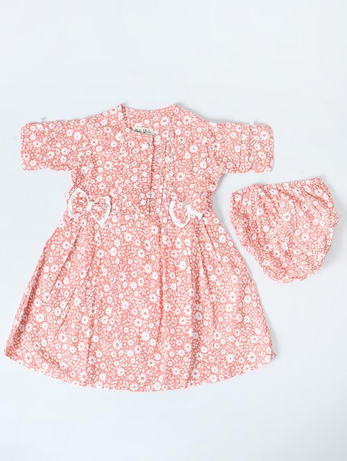 girls round neck floral printed frock - 20860461 - Very Small Image - 1