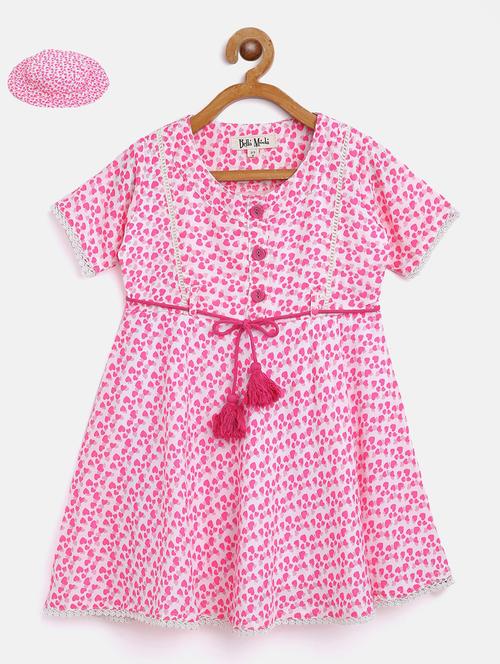 pink cotton blend frock - 20860497 - Very Small Image - 1