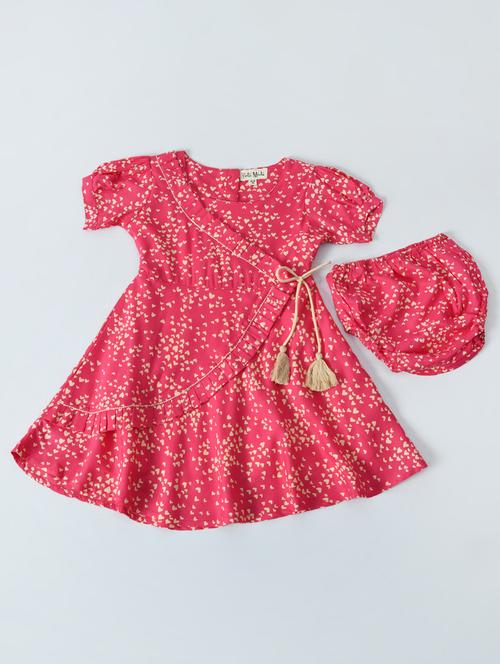 girls pink cotton blend frock - 20860950 - Very Small Image - 1