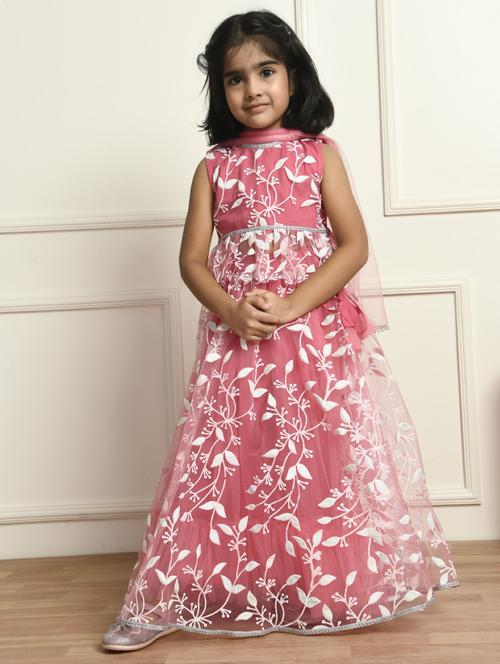 girls embroidered lehenga choli with dupatta - 20860962 - Very Small Image - 1