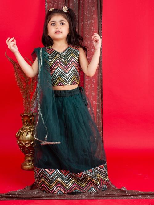 girls embroidered lehenga choli with dupatta - 20860978 - Very Small Image - 1