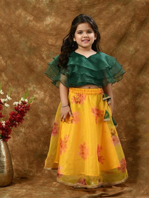 yellow floral print skirt top set - 20861007 - Very Small Image - 1