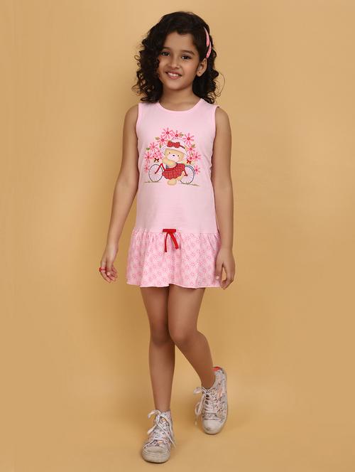 girls round neck printed frock - 20862823 - Very Small Image - 1